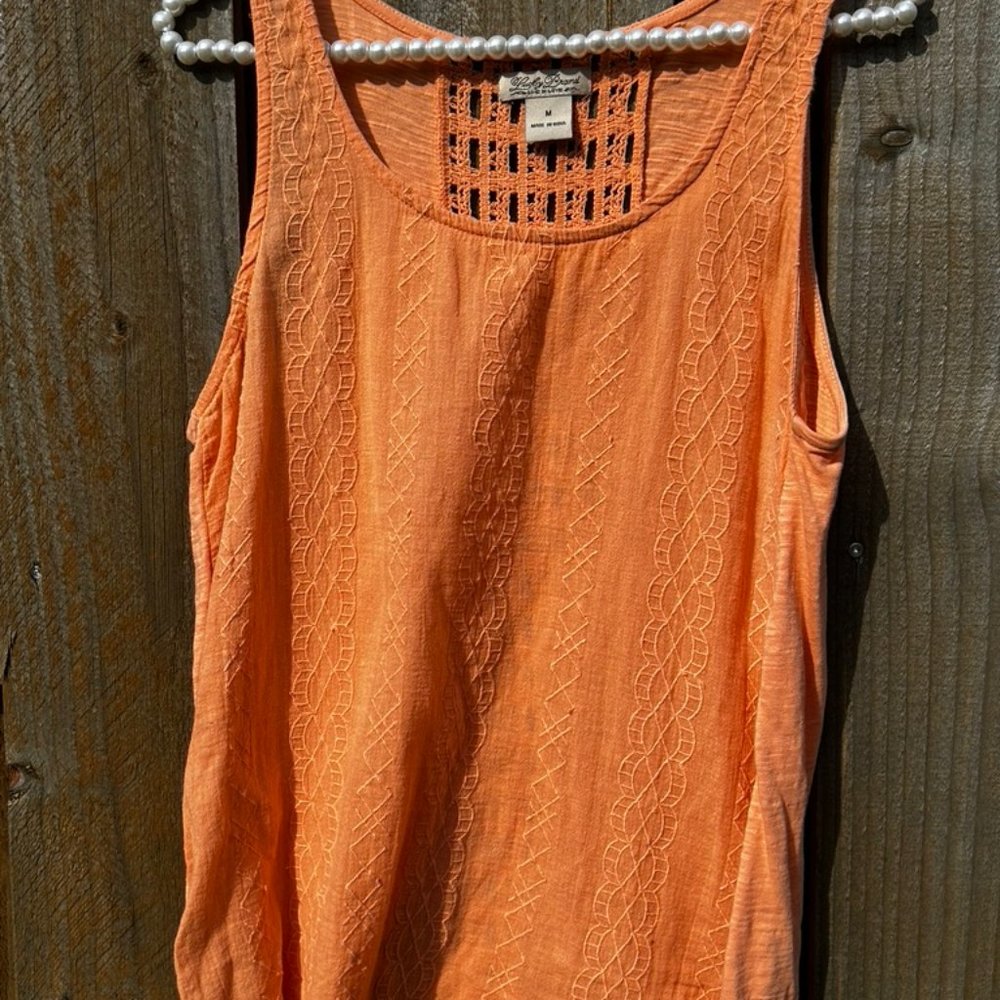 💐🌷Lucky Brand Boho Peach-Colored Tank Top with Open Weave Back Detailing   M